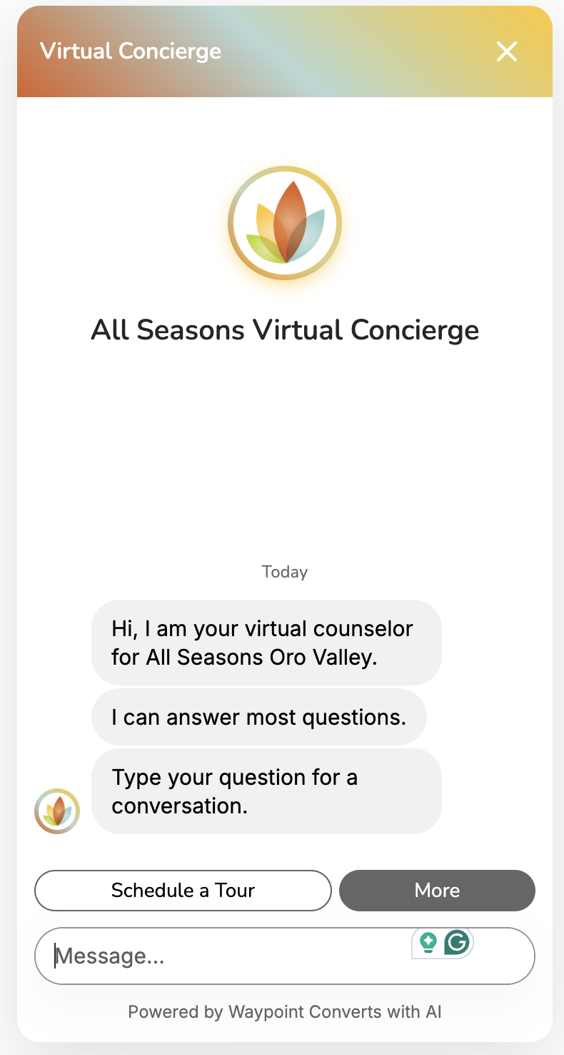 Navigator conversation interface — All Seasons Virtual Concierge