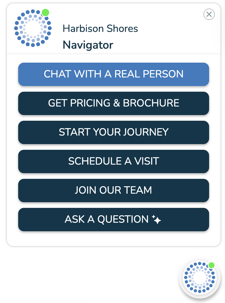 Waypoint Navigator on a senior living community website